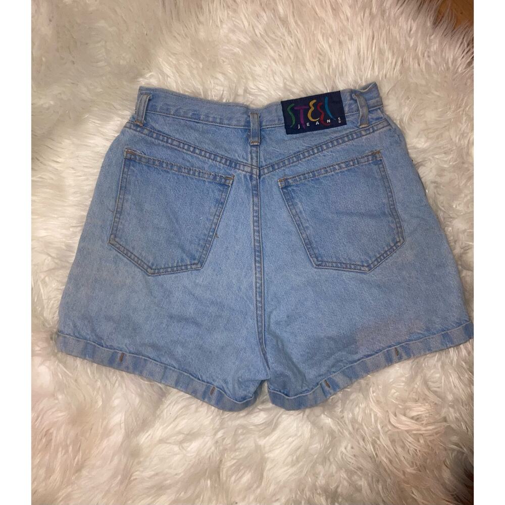 Vintage steel size 9 high waisted jeans shorts blue jean cotton vtg 26” waist